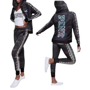PINK Victoria's Secret Grey Camo Mermaid Bling Jacket & Jogger Set! EUC!